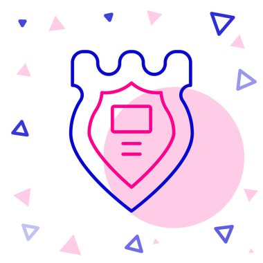 Çizgi polisi rozet simgesi beyaz arka planda izole edildi. Şerif rozeti. Renkli taslak konsepti. Vektör.