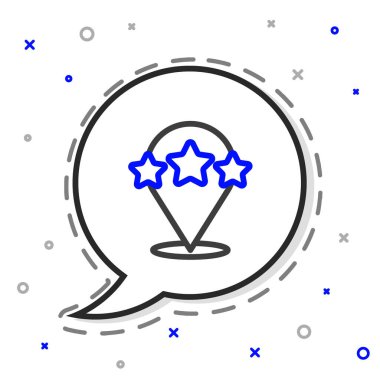 Beşinci Satır: Müşteri Ürün Değerlendirme simgesi beyaz arkaplanda izole edildi. Favori, en iyi derecelendirme, ödül sembolü. Renkli taslak konsepti. Vektör