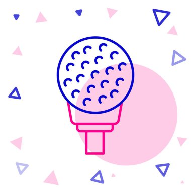 Tee ikonundaki çizgi golf topu beyaz arka planda izole edildi. Renkli taslak konsepti. Vektör