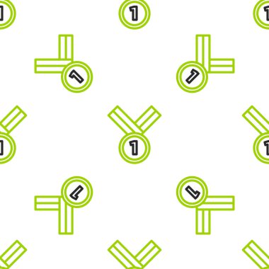 Çizgi golfü ikonu beyaz arka planda izole edilmiş pürüzsüz desen. Kazanan başarı işareti. Ödül madalyası. Vektör