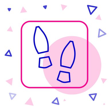 Beyaz arka planda izole edilmiş çizgi insan ayak izi ayakkabı ikonu. Ayakkabı tabanı. Renkli taslak konsepti. Vektör