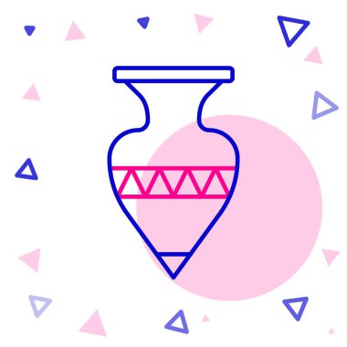 Beyaz arkaplanda izole edilmiş Antik amfora çizgisi simgesi. Renkli taslak konsepti. Vektör