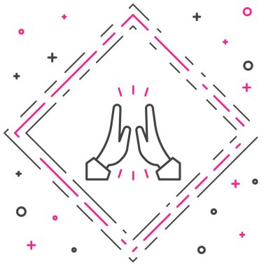 Beyaz arkaplanda resmi olmayan selamlama simgesi izole edildi. Mutlu insanlar beşlik çakıyor. Renkli taslak konsepti. Vektör