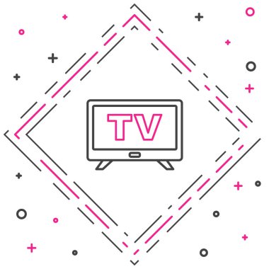 Akıllı TV simgesi beyaz arkaplanda izole edildi. Televizyon tabelası. Renkli taslak konsepti. Vektör