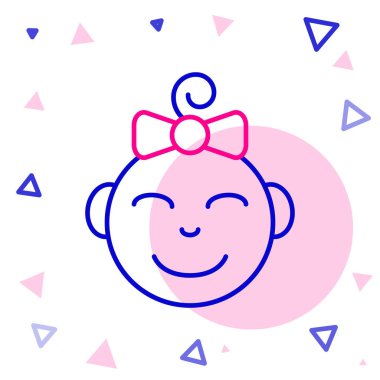 Mutlu küçük kız baş simgesi beyaz arka planda izole edildi. Küçük kızın yüzü. Renkli taslak konsepti. Vektör