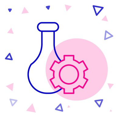 Çizgi Test tüpü ve kimyasal test ikonu beyaz arka planda izole edildi. Laboratuvar cam levhası. Renkli taslak konsepti. Vektör