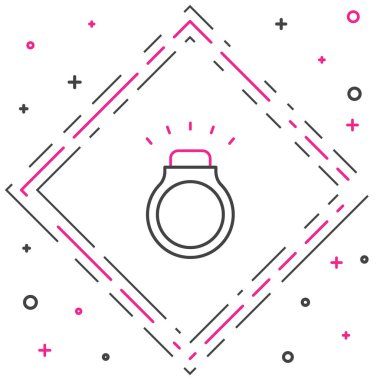 Çizgi Elmas yüzük simgesi beyaz arkaplanda izole edildi. Renkli taslak konsepti. Vektör