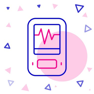 Beyaz arkaplanda izole edilmiş çizgi sismografı simgesi. Deprem analog sismografı. Renkli taslak konsepti. Vektör