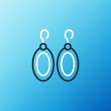 Satır küpeleri simgesi mavi arkaplanda izole edildi. Mücevher aksesuarları. Renkli taslak konsepti. Vektör