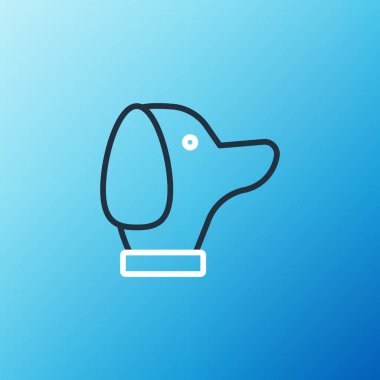 Hat Köpeği simgesi mavi arkaplanda izole edildi. Renkli taslak konsepti. Vektör