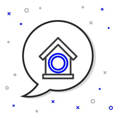 Line Dog House simgesi beyaz arkaplanda izole edildi. Köpek kulübesi. Renkli taslak konsepti. Vektör