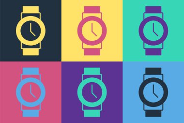 Pop Art Wist saat simgesi renk arkaplanında izole. Kol saati simgesi. Vektör
