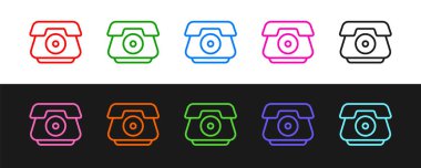 Telefon ahizesi simgesi siyah beyaz arkaplanda izole edildi. Telefon işareti. Vektör