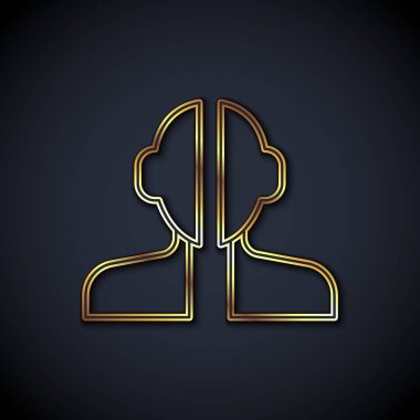 Altın çizgili bipolar bozukluk simgesi siyah arkaplanda izole edildi. Vektör