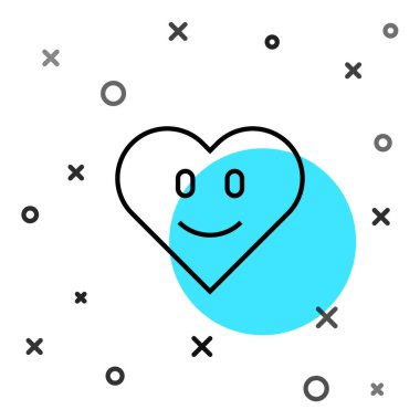 Siyah çizgi kalp simgesi beyaz arkaplanda izole edildi. Romantik sembol, bağlanma, tutku ve düğün. Sevgililer günün kutlu olsun. Rastgele dinamik şekiller. Vektör