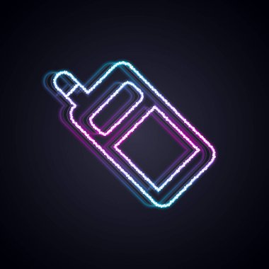 Parlayan neon hattı Smartphone, siyah arkaplanda izole edilmiş cep telefonu simgesi. Vektör