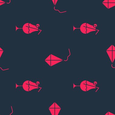 Kokteyl, alkol ve Kite 'ı kusursuz bir kalıba sokun. Vektör.