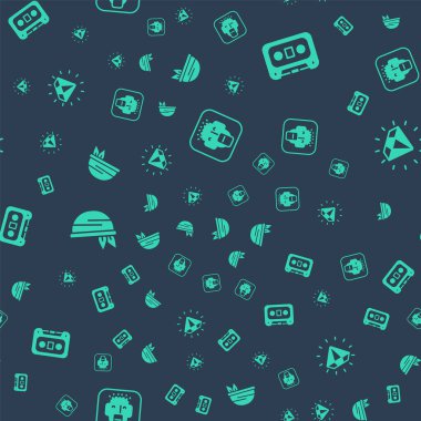 Rapçi, Retro ses kaseti, Bandana ve Diamond 'ı kusursuz bir şekilde ayarla. Vektör