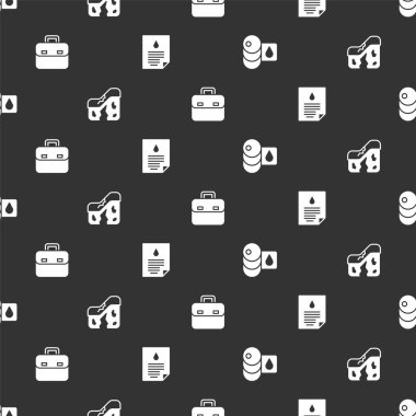 Varil yağı, jeolojik fay, evrak çantası ve yağ dökümünü pürüzsüz desen üzerine ayarla. Vektör