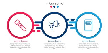 El feneri, polis megafonu ve saldırı kalkanı ayarlayın. Ticari bilgi şablonu. Vektör