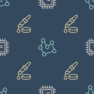 Hat işlemcisi işlemcisini, Pipette 'i ve Kimyasal formülü pürüzsüz kalıba göre ayarla. Vektör