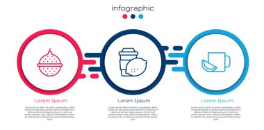 Çizgili çay süzgeci, limonlu kahve ve... Ticari bilgi şablonu. Vektör