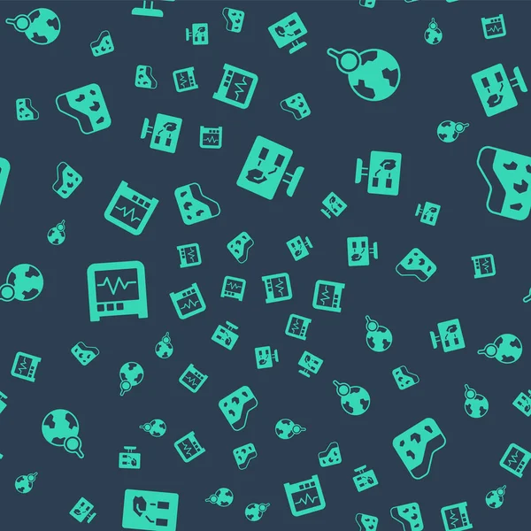 Toprak analizini ayarlayın. Küresel büyüteci, sismografı ve zemini pürüzsüz desenle büyütün. Vektör