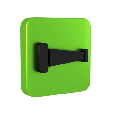 Siyah Endüstri metalik boru simgesi şeffaf arkaplanda izole edildi. Tesisat boru hattının farklı şekillerde parçaları. Yeşil kare düğmesi.