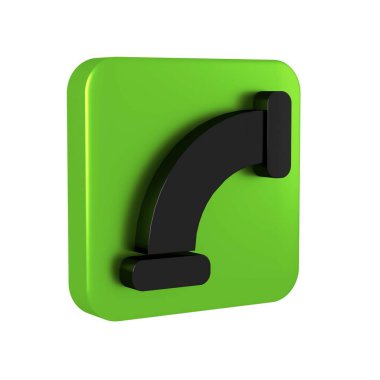 Siyah Endüstri metalik boru simgesi şeffaf arkaplanda izole edildi. Tesisat boru hattının farklı şekillerde parçaları. Yeşil kare düğmesi.