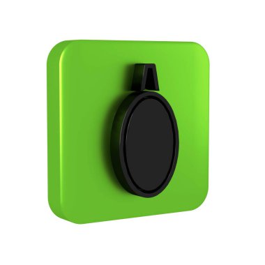 Siyah Ayna simgesi şeffaf arkaplanda izole edildi. Yeşil kare düğmesi.