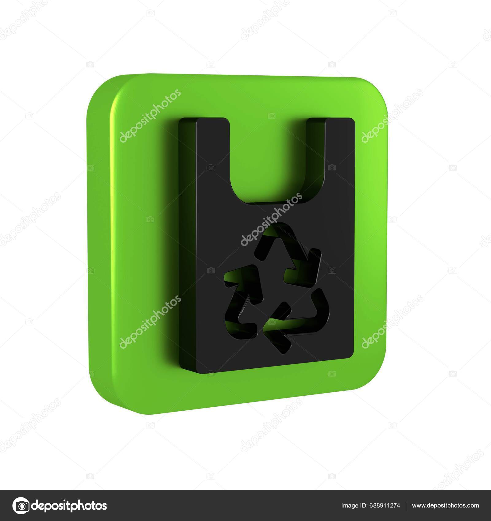 Black Plastic Bag Recycle Icon Isolated Transparent Background Bag