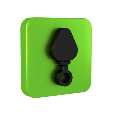 Black Anal plug icon isolated on transparent background. Butt plug sign. Fetish accessory. Sex toy for men and woman. Green square button.