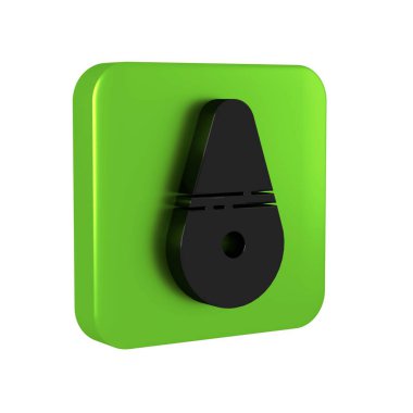 Black Dildo vibrator for sex games icon isolated on transparent background. Sex toy for adult. Vaginal exercise machines for intimate. Green square button.