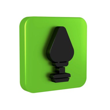 Black Anal plug icon isolated on transparent background. Butt plug sign. Fetish accessory. Sex toy for men and woman. Green square button.