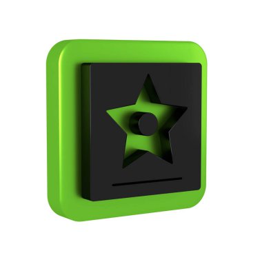 Ünlüler Bulvarı ikonunda siyahi Hollywood ünlülerinin yürüyüşü şeffaf arka planda izole edilmiş. Ünlü kaldırım, bulvar aktörü. Yeşil kare düğmesi.