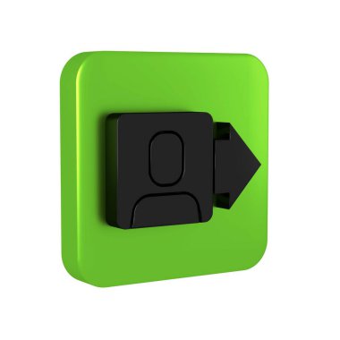 İdari simgelerden oluşan bir ekibin Siyah Lideri şeffaf bir arkaplanda izole edildi. Yeşil kare düğmesi.