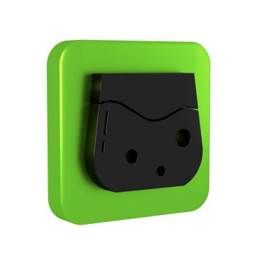 Şeffaf arka planda izole edilmiş siyah viski ikonu. Yeşil kare düğmesi..