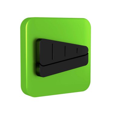 Şeffaf arkaplanda siyah biftek ikonu var. Yeşil kare düğmesi..