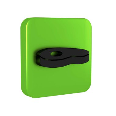 Şeffaf arkaplanda siyah biftek ikonu var. Yeşil kare düğmesi..