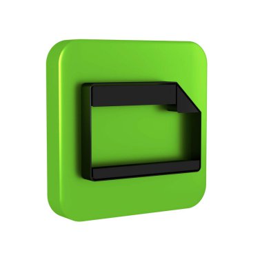Şeffaf arkaplanda yalıtılmış köşeli simgeye sahip siyah kağıt yapıştırıcısı. Yeşil kare düğmesi..