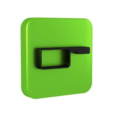 Siyah Saucepan simgesi şeffaf arkaplanda izole edildi. Ot pişiriyorum. Haşlama ya da güveç besin sembolü. Yeşil kare düğmesi. .