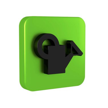 Siyah sulama simgesi şeffaf arkaplanda izole edilebilir. Sulama sembolü. Yeşil kare düğmesi. .