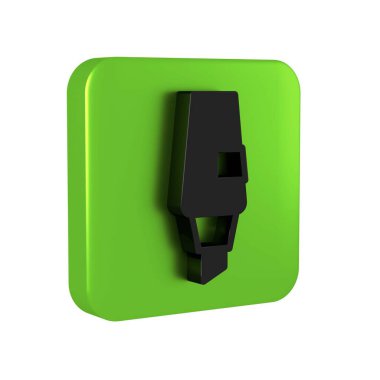 Siyah İşaretli kalem simgesi şeffaf arkaplanda izole edildi. Yeşil kare düğmesi..