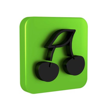 Siyah Taze yaz meyveleri simgesi şeffaf arkaplanda izole edilmiş. Böğürtlen. Yeşil kare düğmesi..