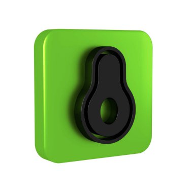 Siyah Avokado meyve simgesi şeffaf arkaplanda izole edildi. Yeşil kare düğmesi..