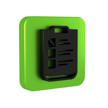 Siyah Psikolojik test ikonu şeffaf arkaplanda izole edildi. Yeşil kare düğmesi..