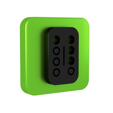 Şeffaf arkaplanda siyah sakinleştirici ilaç ikonu izole edilmiş. Yeşil kare düğmesi..