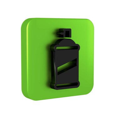 Siyah boya sprey kutusu simgesi şeffaf arkaplanda izole edildi. Yeşil kare düğmesi..
