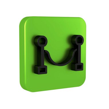 Siyah halat bariyeri simgesi şeffaf arkaplanda izole edildi. VIP etkinliği, lüks kutlama. Ünlüler partisi girişi. Yeşil kare düğmesi..