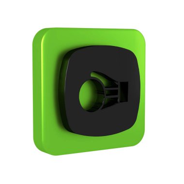 Şeffaf arkaplanda siyah boks eldiveni simgesi izole edildi. Yeşil kare düğmesi..